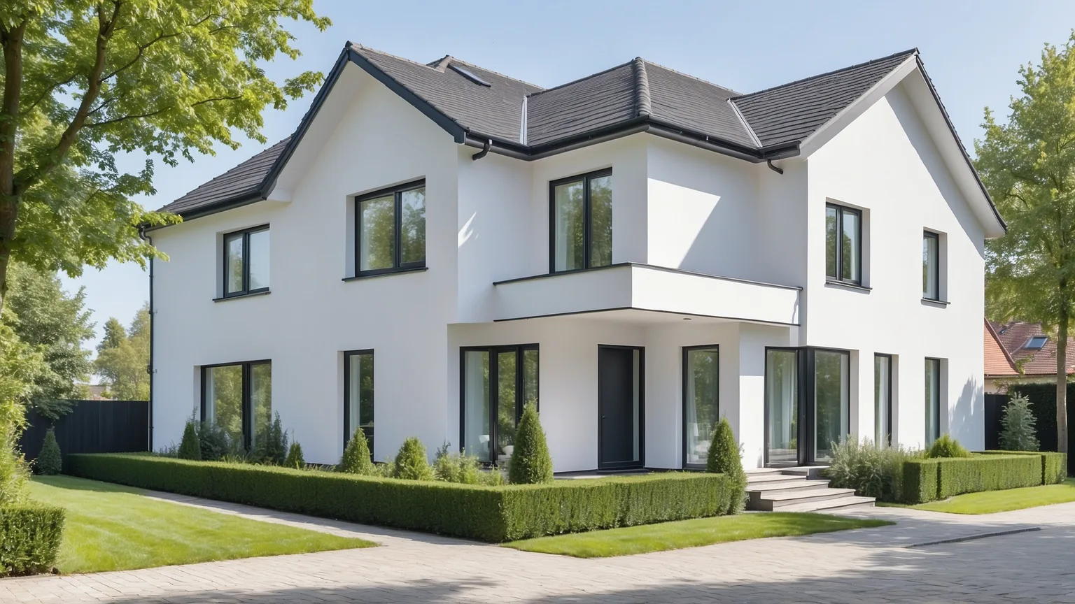Einfamilienhaus auf einem Erbbaugrundstück mit gepflegtem Vorgarten in einer ruhigen Wohnsiedlung